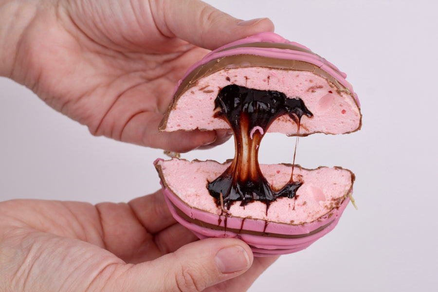 Strawberry Fudge Marshmallow Domes